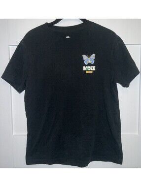 Nike Women's Sz L Loose Fit Black Butterfly Graphic Crewneck Tee